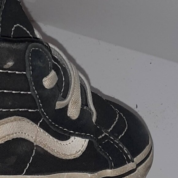 Little boys shoes size 8.5 black high tops Van off the Wall zipper elastic laces - Picture 4 of 9